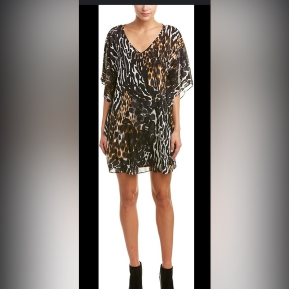 TRINA TURK WOMENS MEGAN CHEETA PRINT SILK GEORGETTE DRESS SIZE 12 - Picture 1 of 6